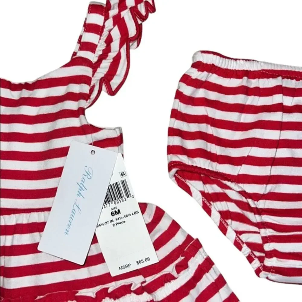 Ralph Lauren Baby Girls Ruffled Jersey Dress, 6M - NWT